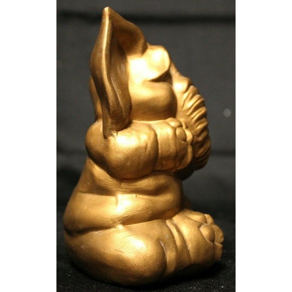 VTG Ceramic Elephant Holding Mouse Gold Colored Yoga Posing Figurine Statue 6" - Picture 4 of 10